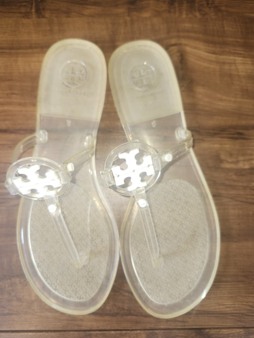 Tory Burch Clear & White Jelly Slip On Sandals, 8 - Picture 3 of 5